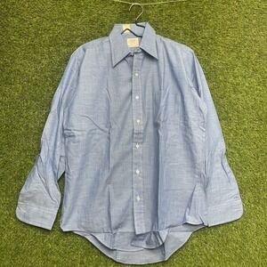 Vintage Manhattan D.Q. Chambray Dress Shirt Mens 15.5 32 Medium Button Up NWT
